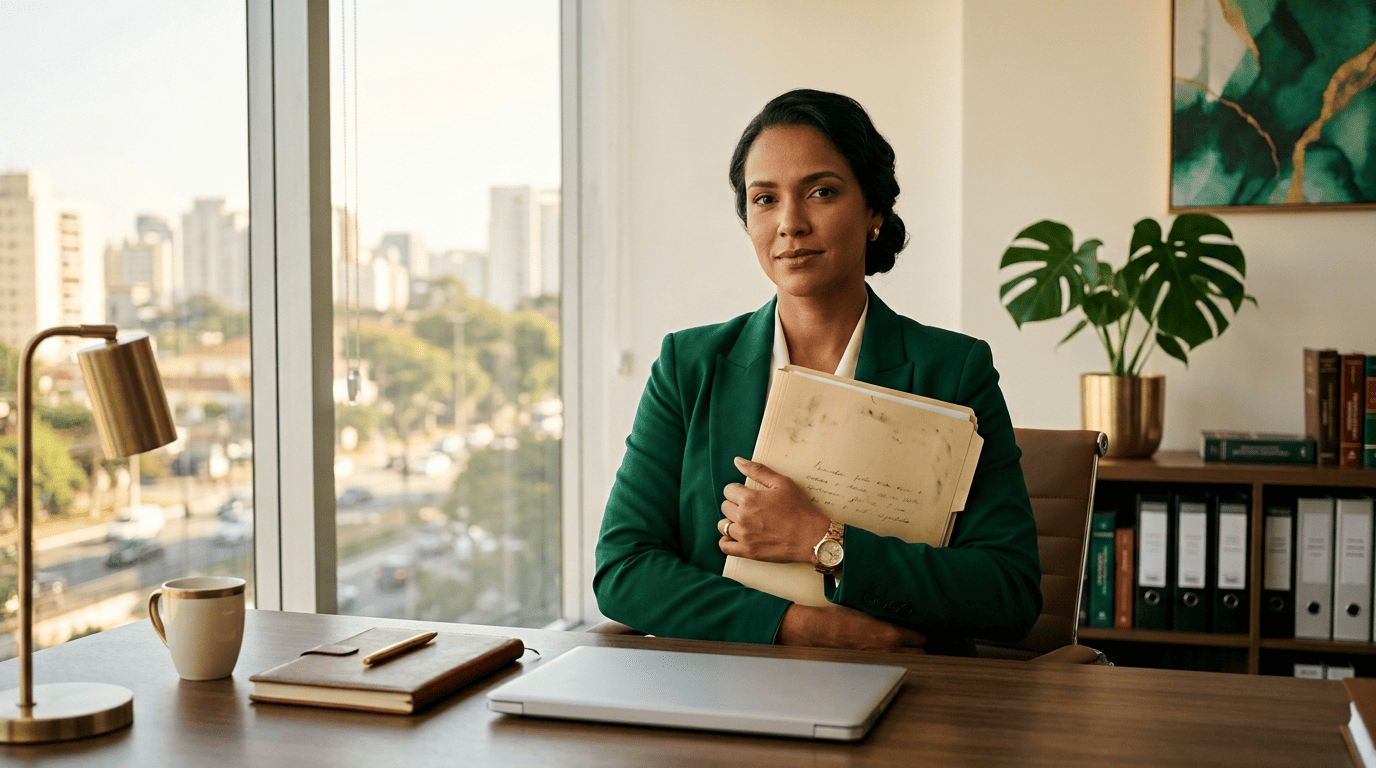 Advogado protege uma pasta confidencial do cliente