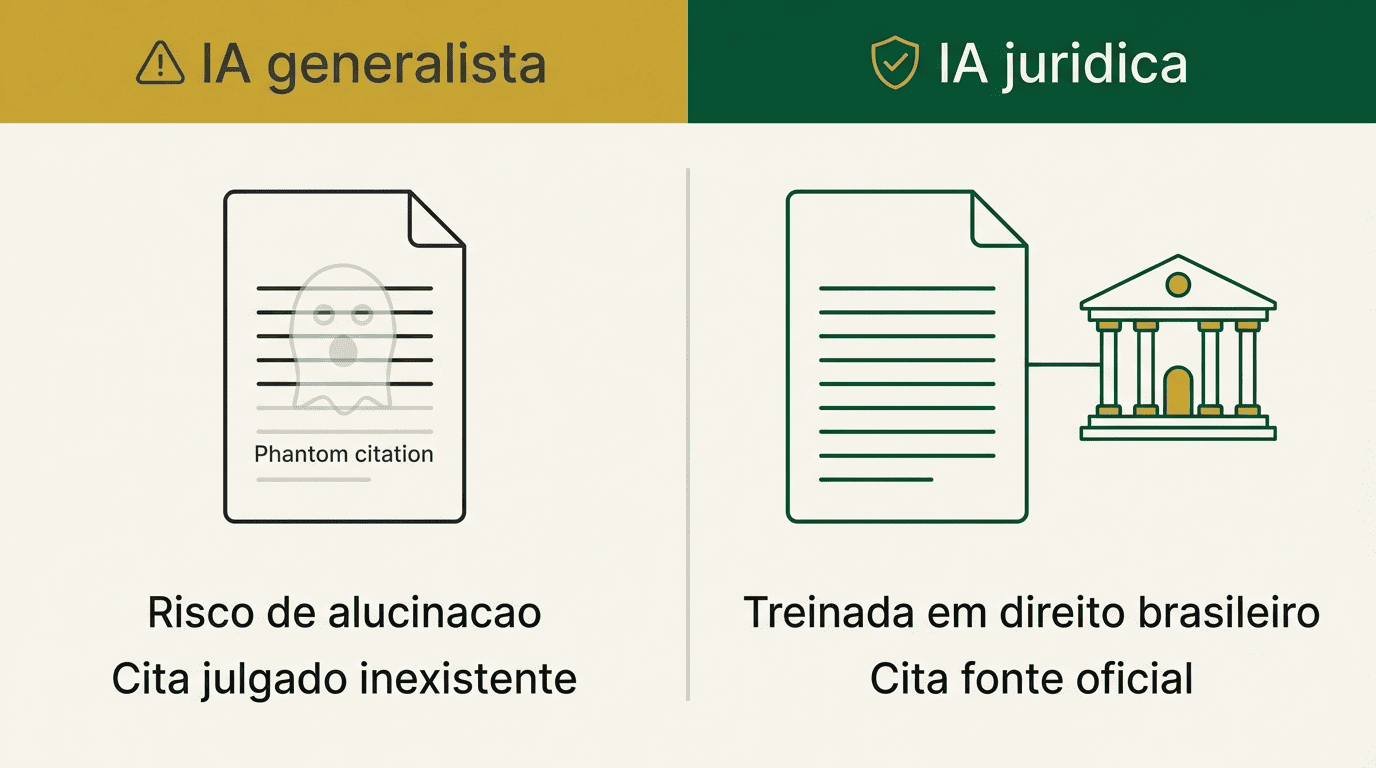 Comparação entre IA generalista e IA jurídica quanto ao risco de alucinação em citações